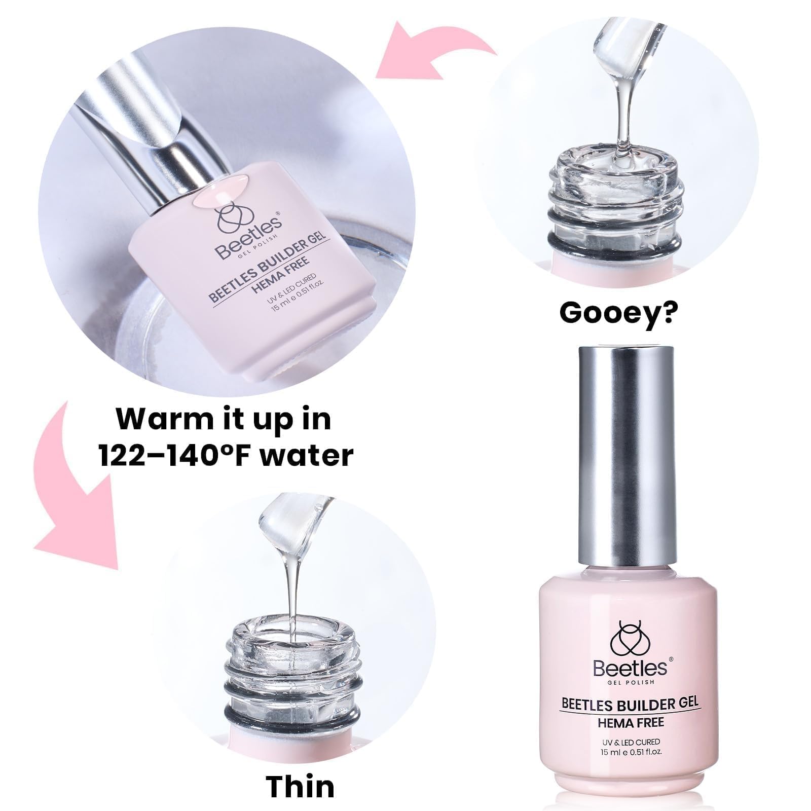 Utilisation sécurisée Beetles Gel, couleur rose, pour art des ongles et Saint-Valentin.