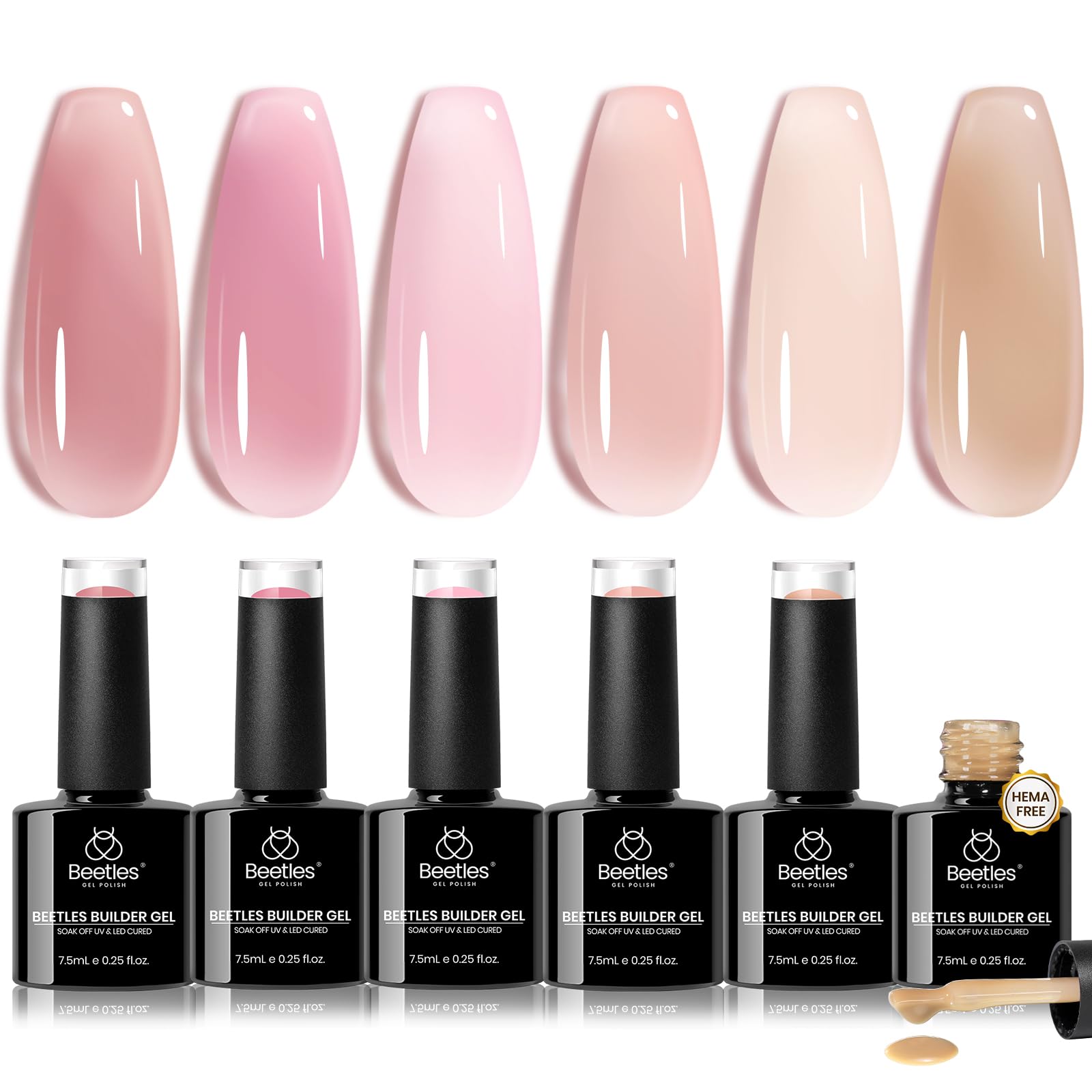 Beetles Builder Gel Peach Breeze – 6 couleurs translucides pour des nuances naturelles faciles à poser