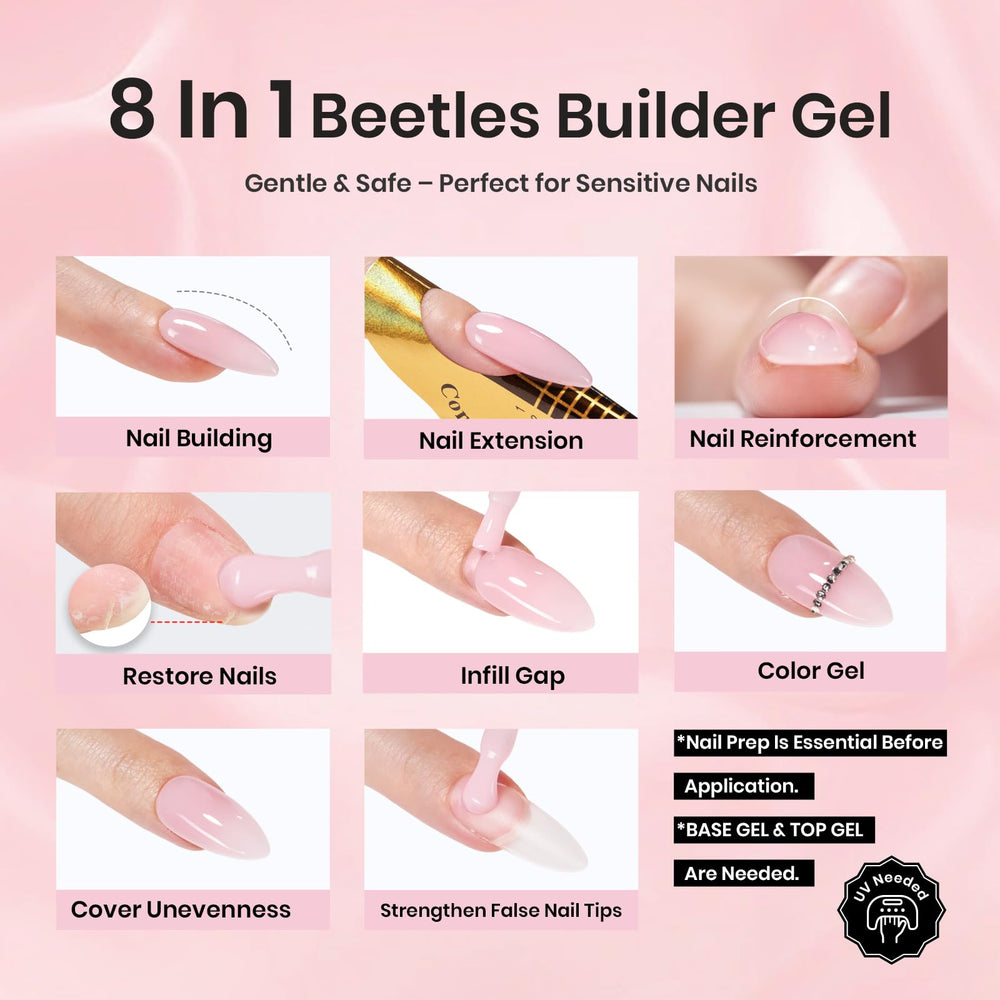 Beetles Builder Gel Peach Breeze – construction d'apex et extension pour un fini durable