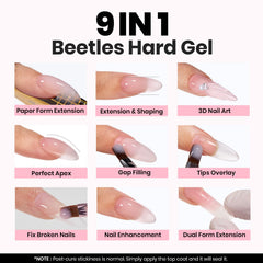 Beetles Builder Gel pinceau double-face intégré, application précise.