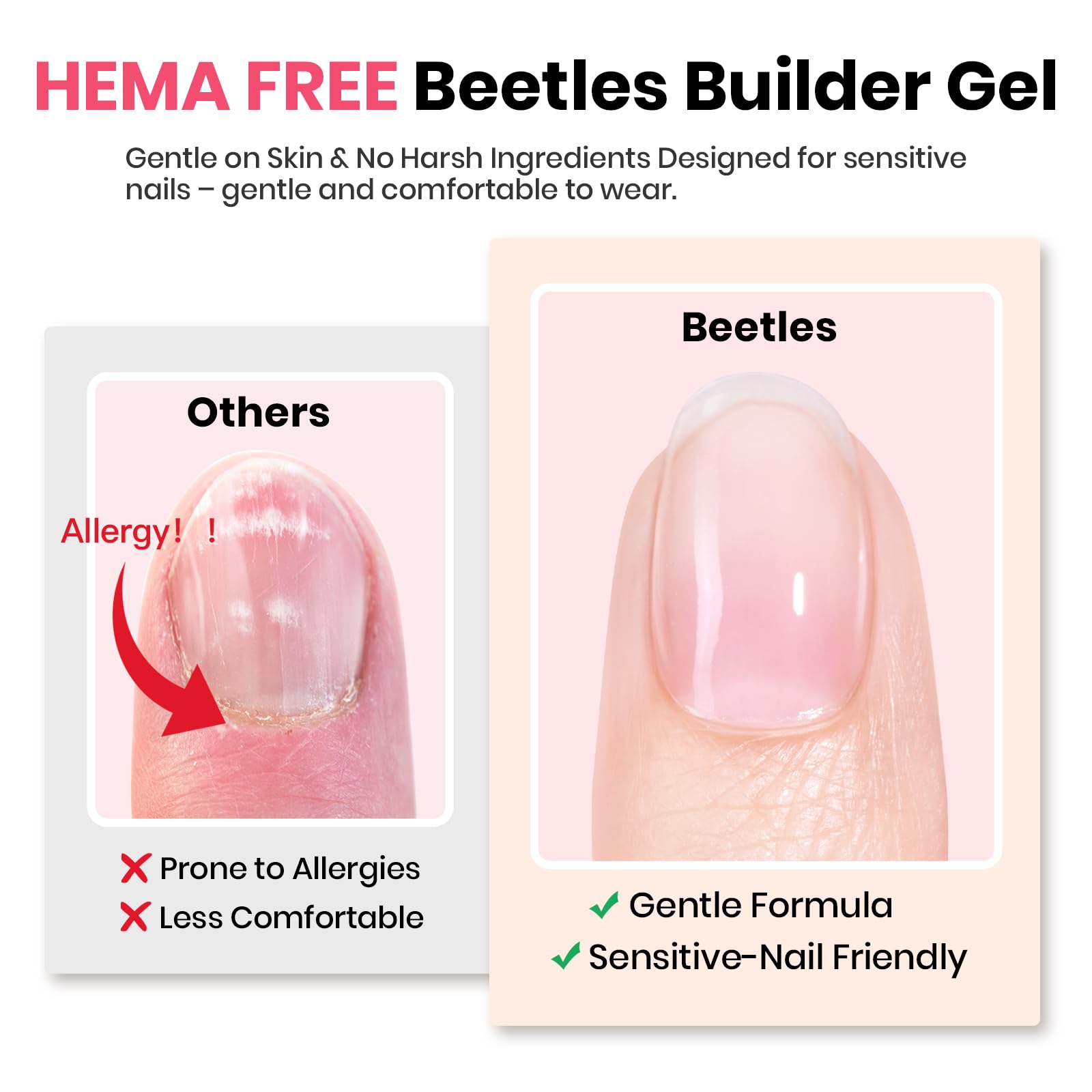 Beetles Builder Gel Rose Glitter – pinceau amélioré pour une application précise des motifs.