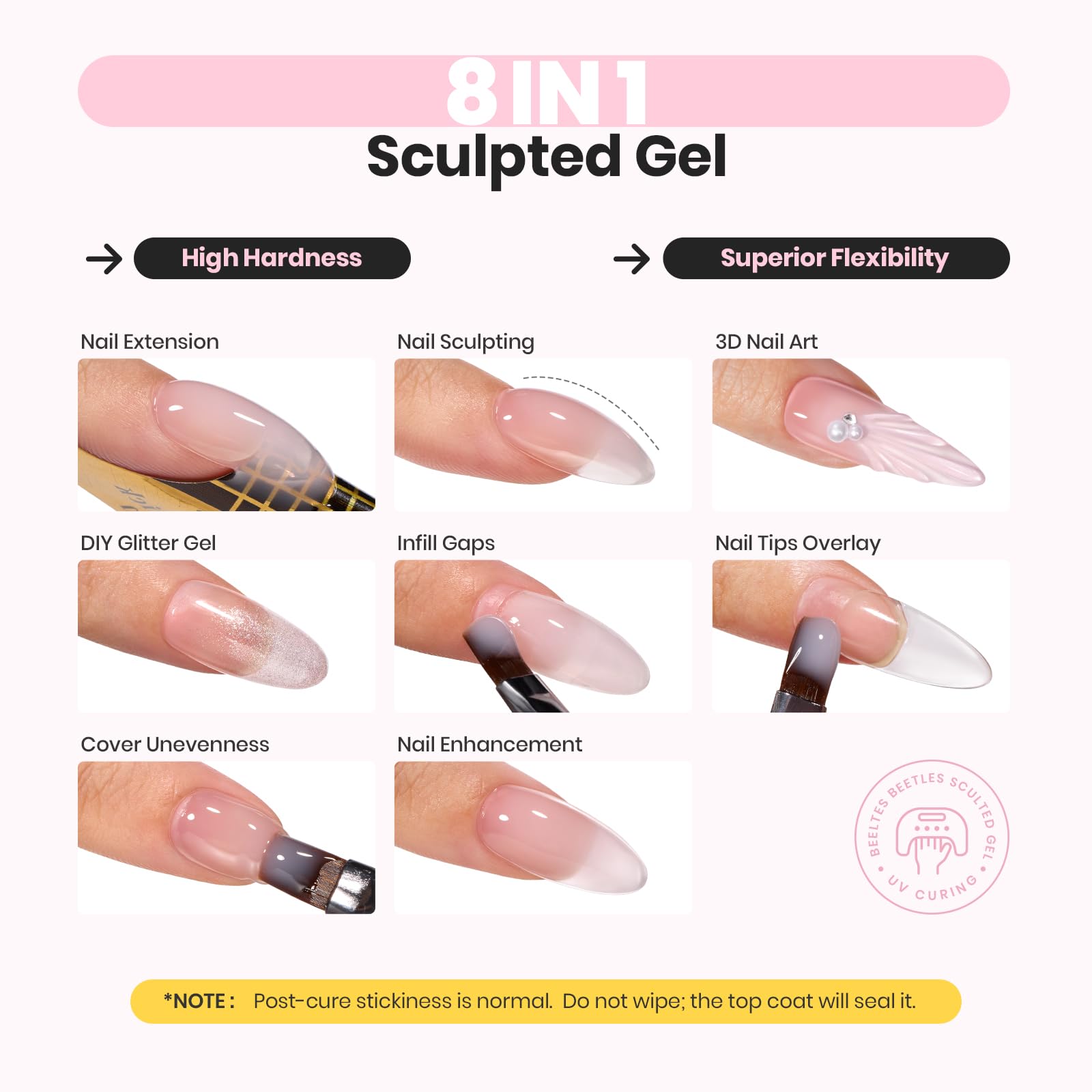 Beetles Builder Gel Rose Nude: courbes-C précises et sculptures élégantes.