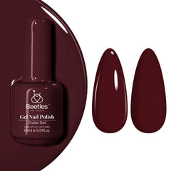 Beetles Burgundy Red gel polish bottle shot showing rich color for at-home nails