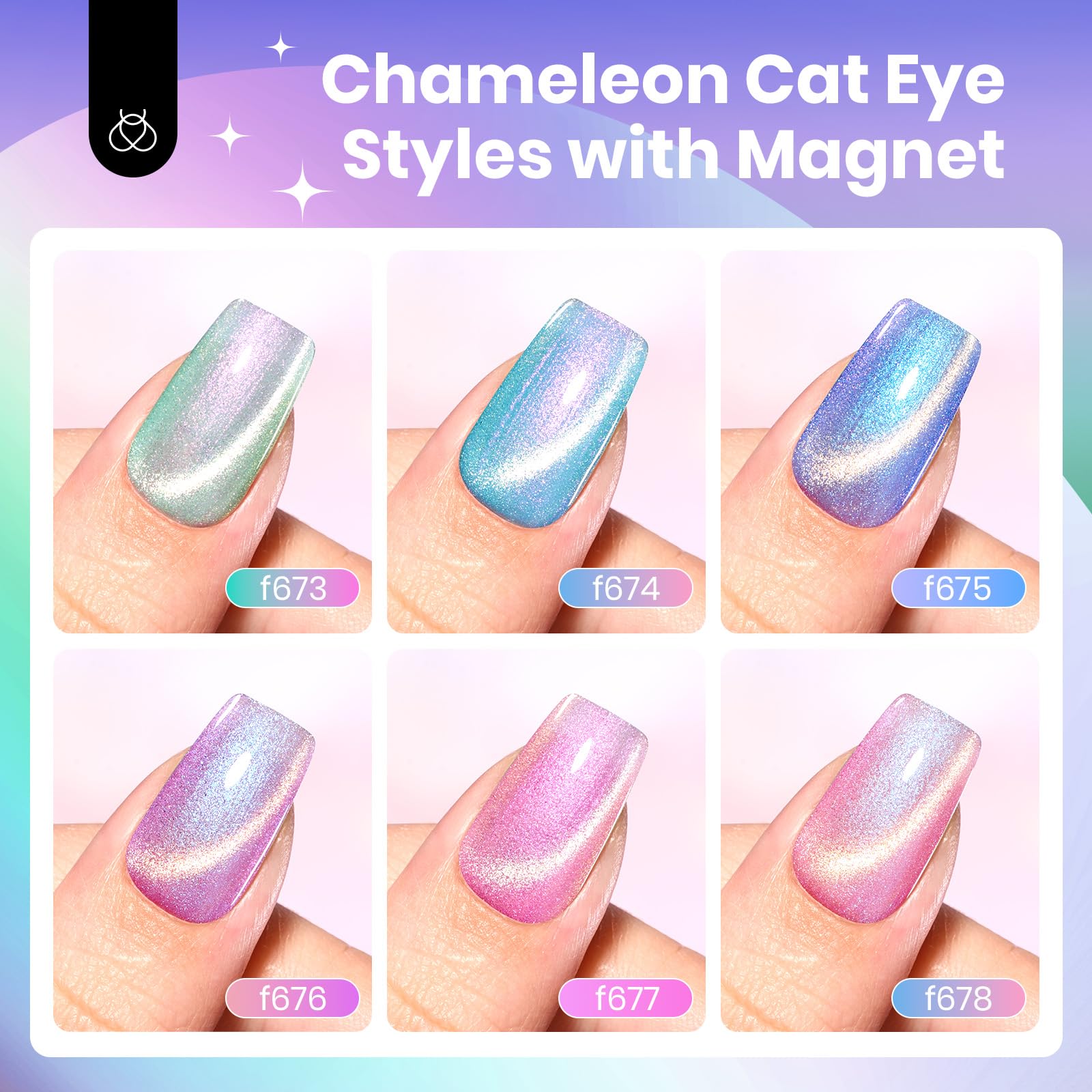 Beetles Cat Eye Purple Swatch captures rich color shift with magnetic allure.