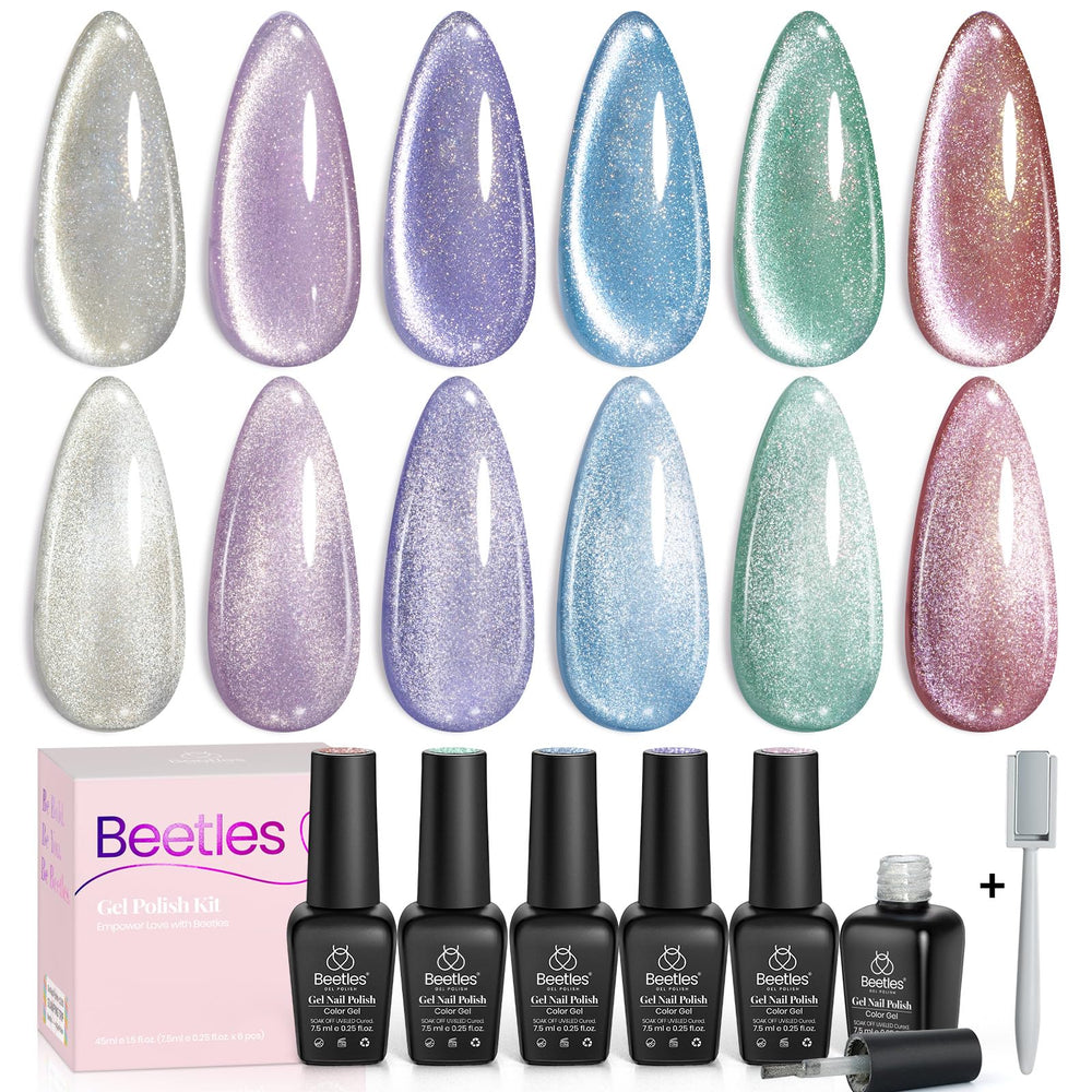 Beetles Cat Eye Gel Polish, bouteille paillettes holographiques, effets lumineux