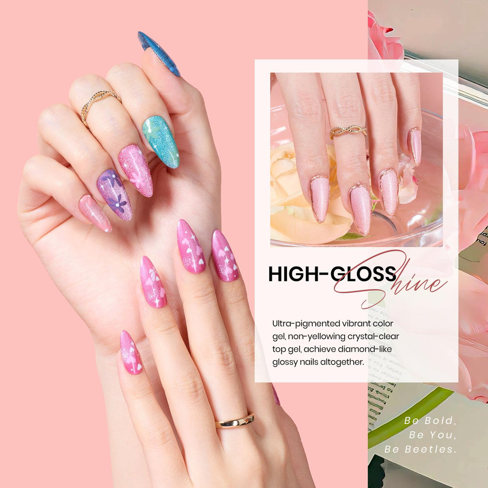 Beetles Cat Eye Gel Polish Floral Verses – base coat pour une tenue durable.
