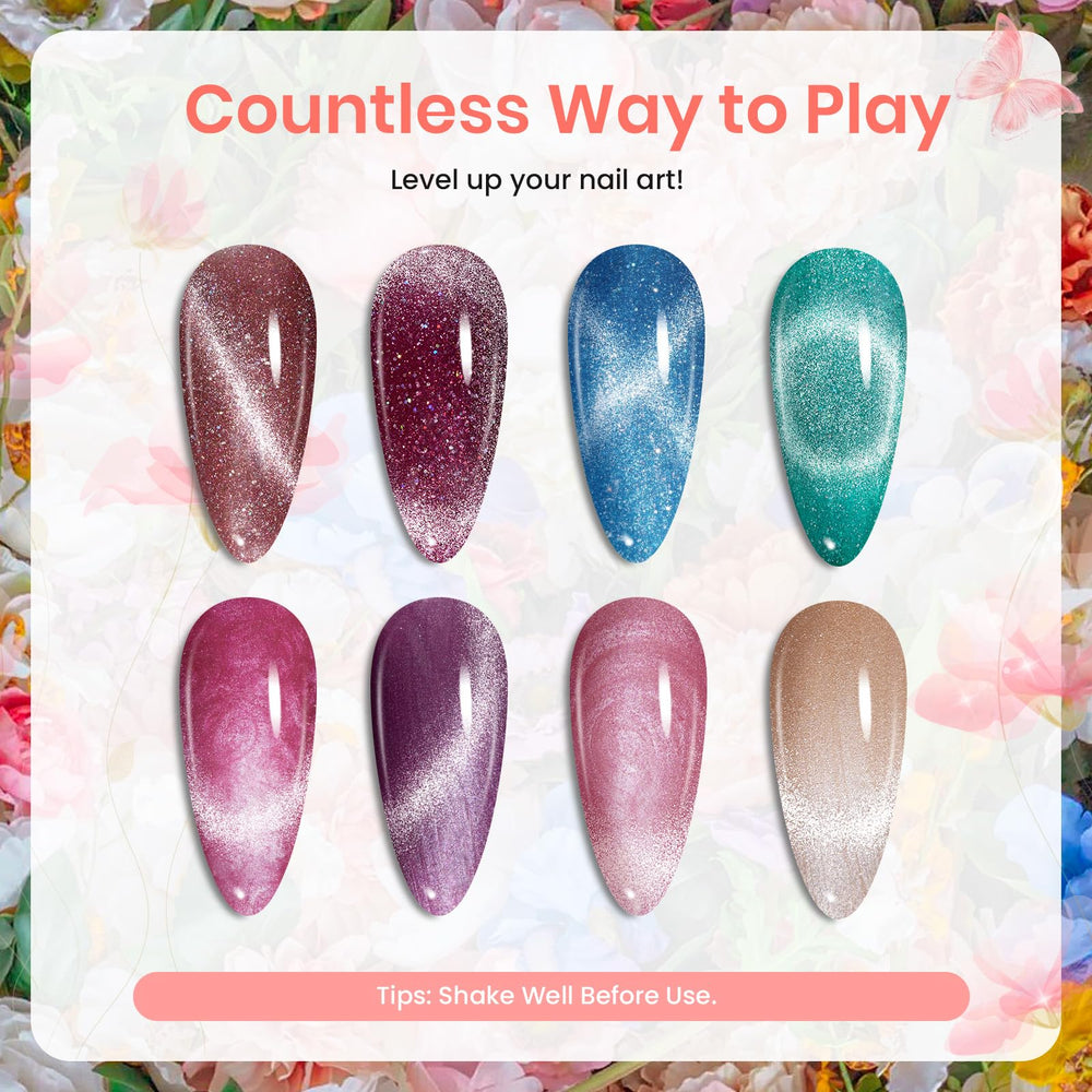 Beetles Cat Eye Gel Polish Floral Verses – effet magnétique pour un nail art unique.