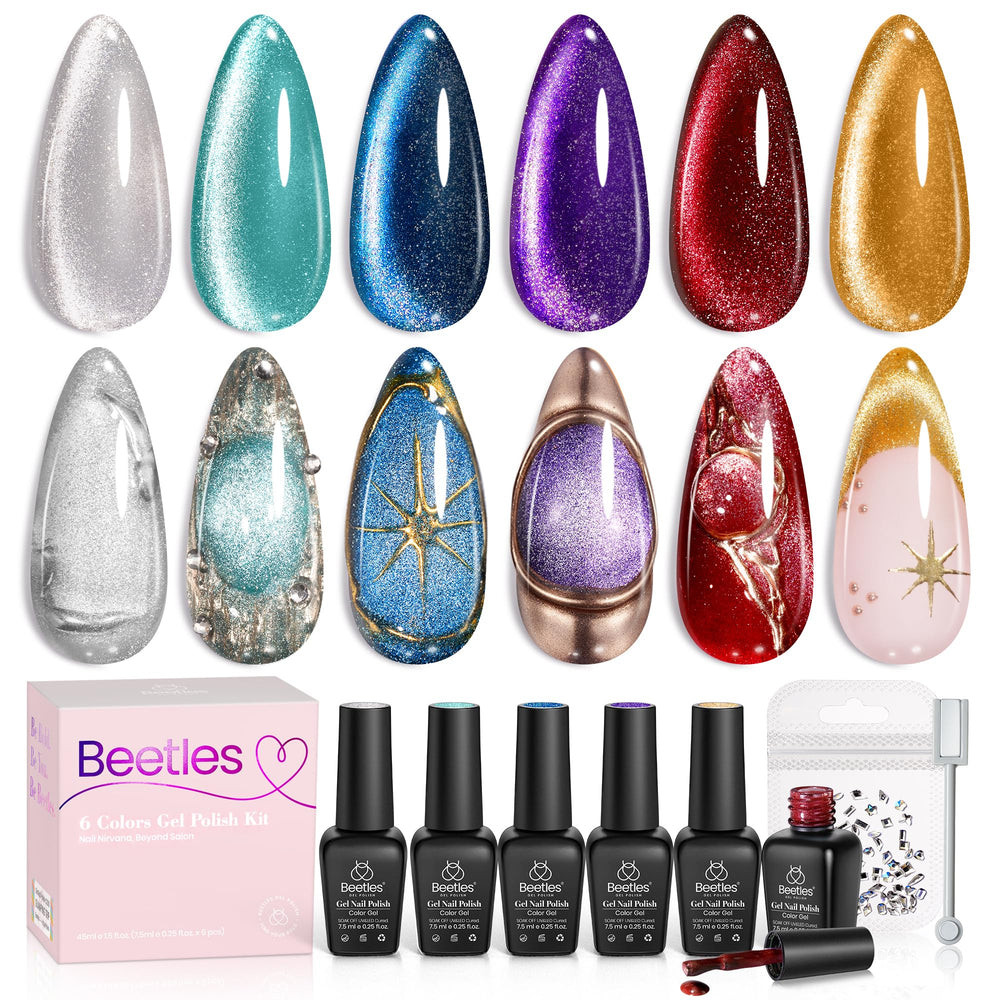 Beetles Vernis Œil-de-chat rouge bordeaux, effet magnétique durable pour une manucure chic.