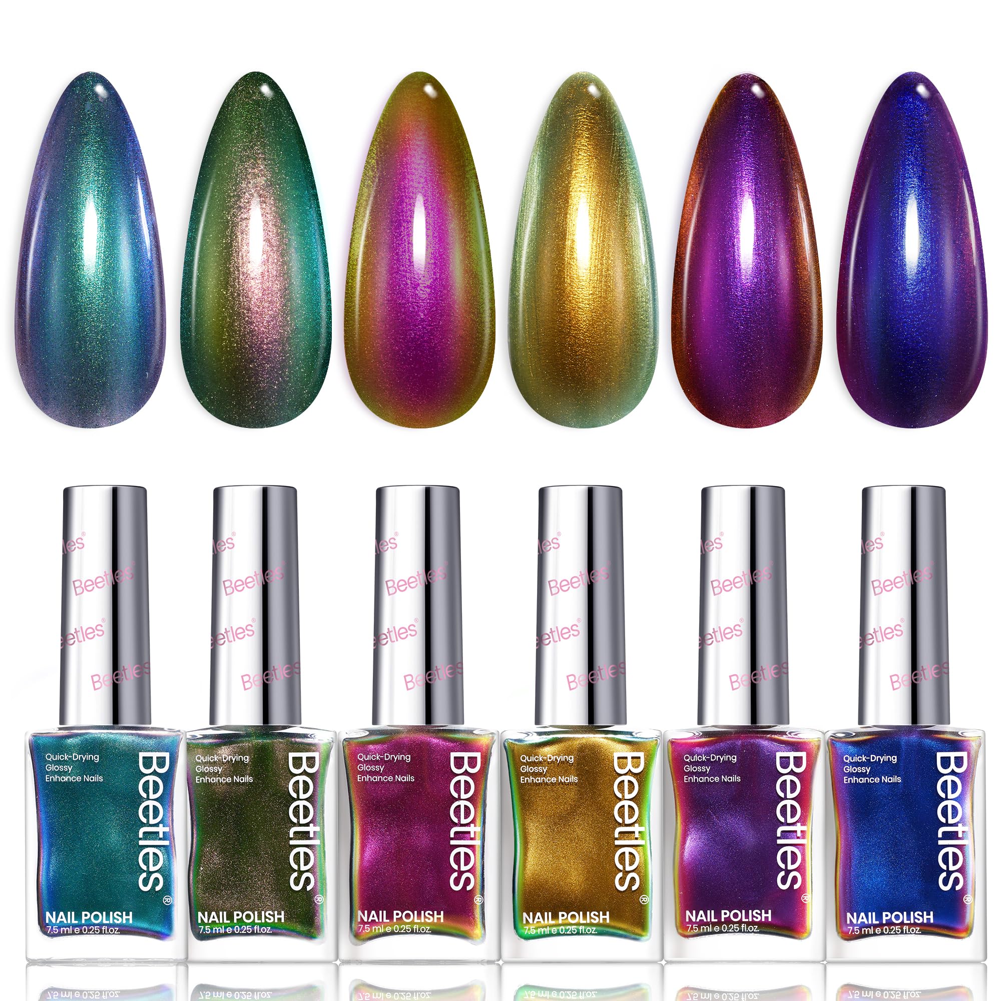 Beetles Chrome Nail Polish Set in Chameleon Ember colors for dazzling autumn nails.