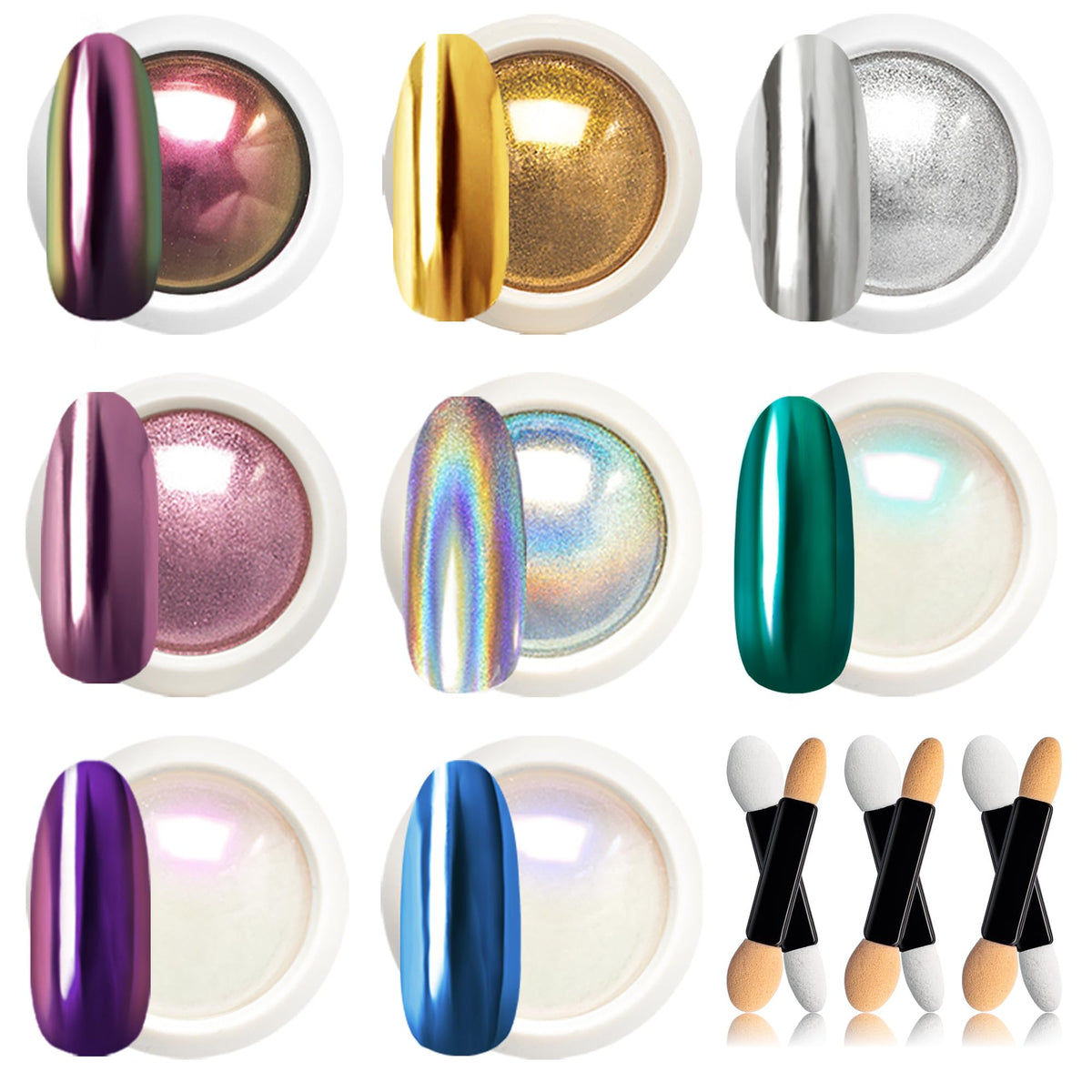 Beetles Chrome Nail Powder vert perle — fini miroir brillant sur ongles UV gel
