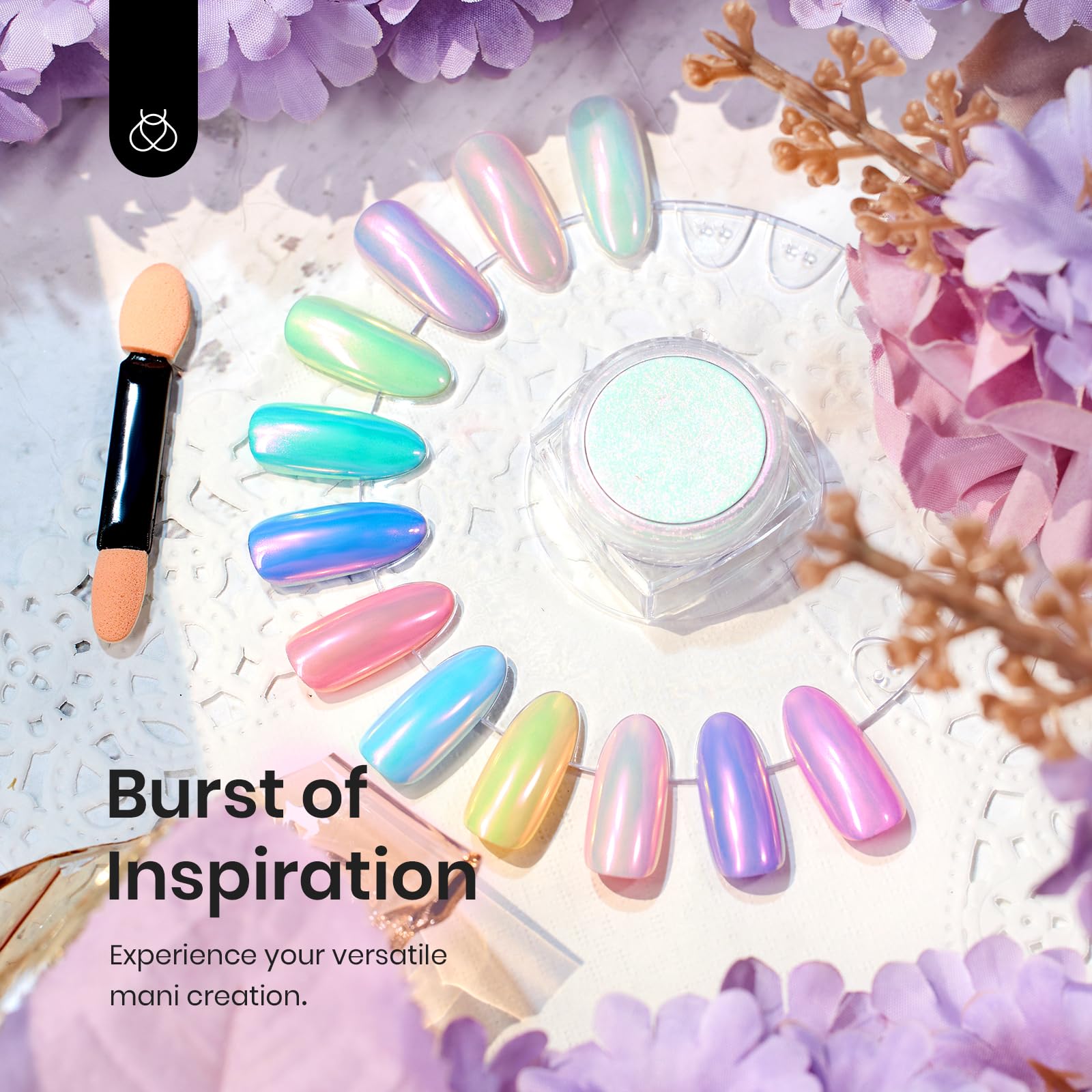 Beetles Chrome Poudre application rapide idéale pour DIY sur gel ou naturel.