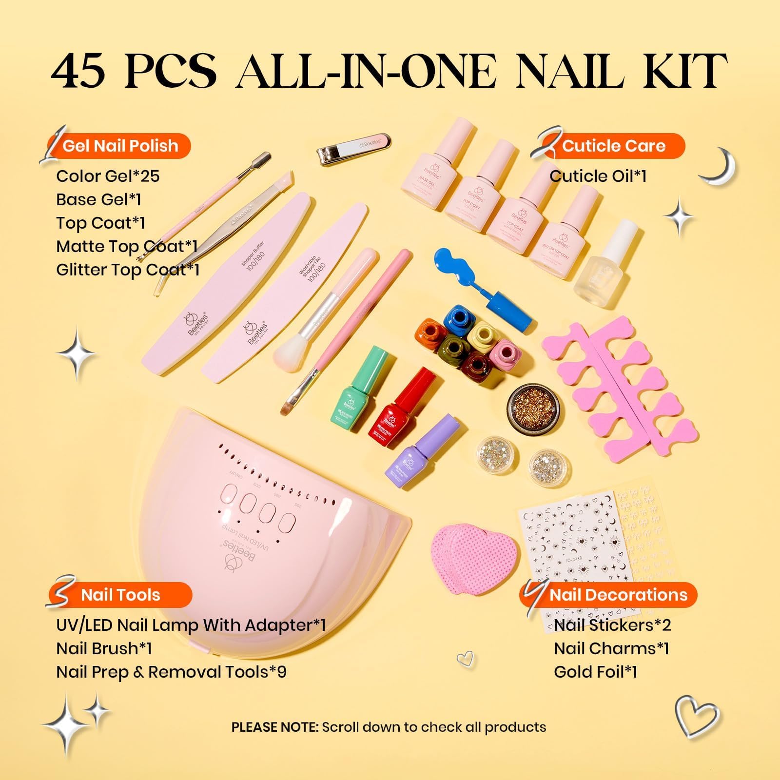 Beetles coffret 25 teintes, vernis gel longue tenue et éclat.