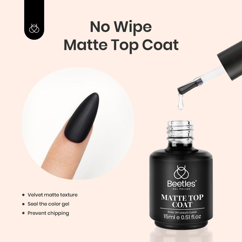 Beetles Coffret Top Coat Mat – 15 ml, finition satinée.