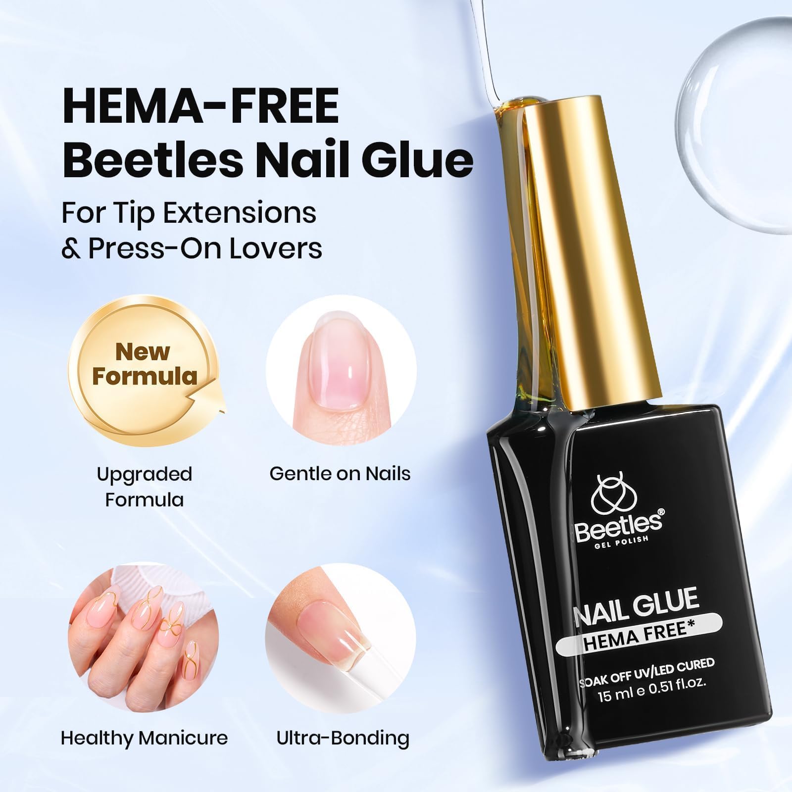 Colle Gel Beetles : extensions ongles, renforcement fiable et tenue durable