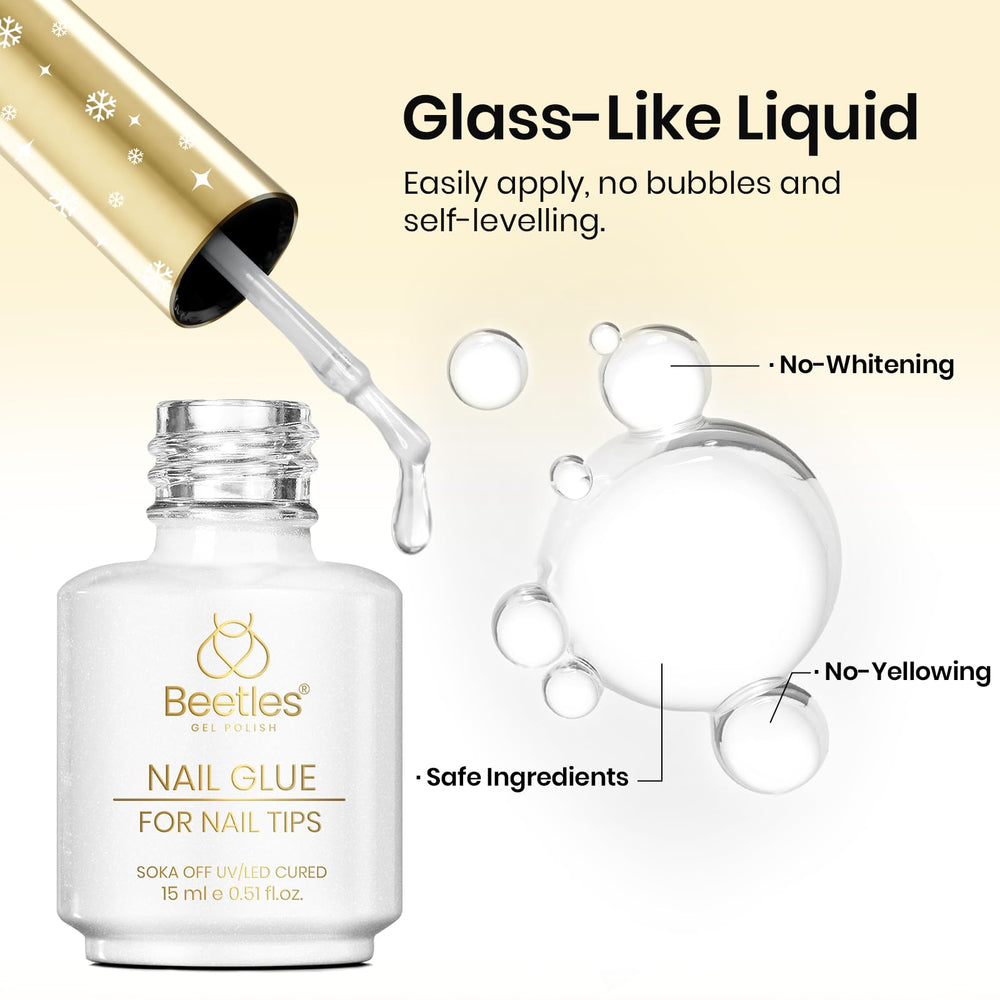 Beetles Colle Gel Ongles, transparence claire pour une finition sans bavure.