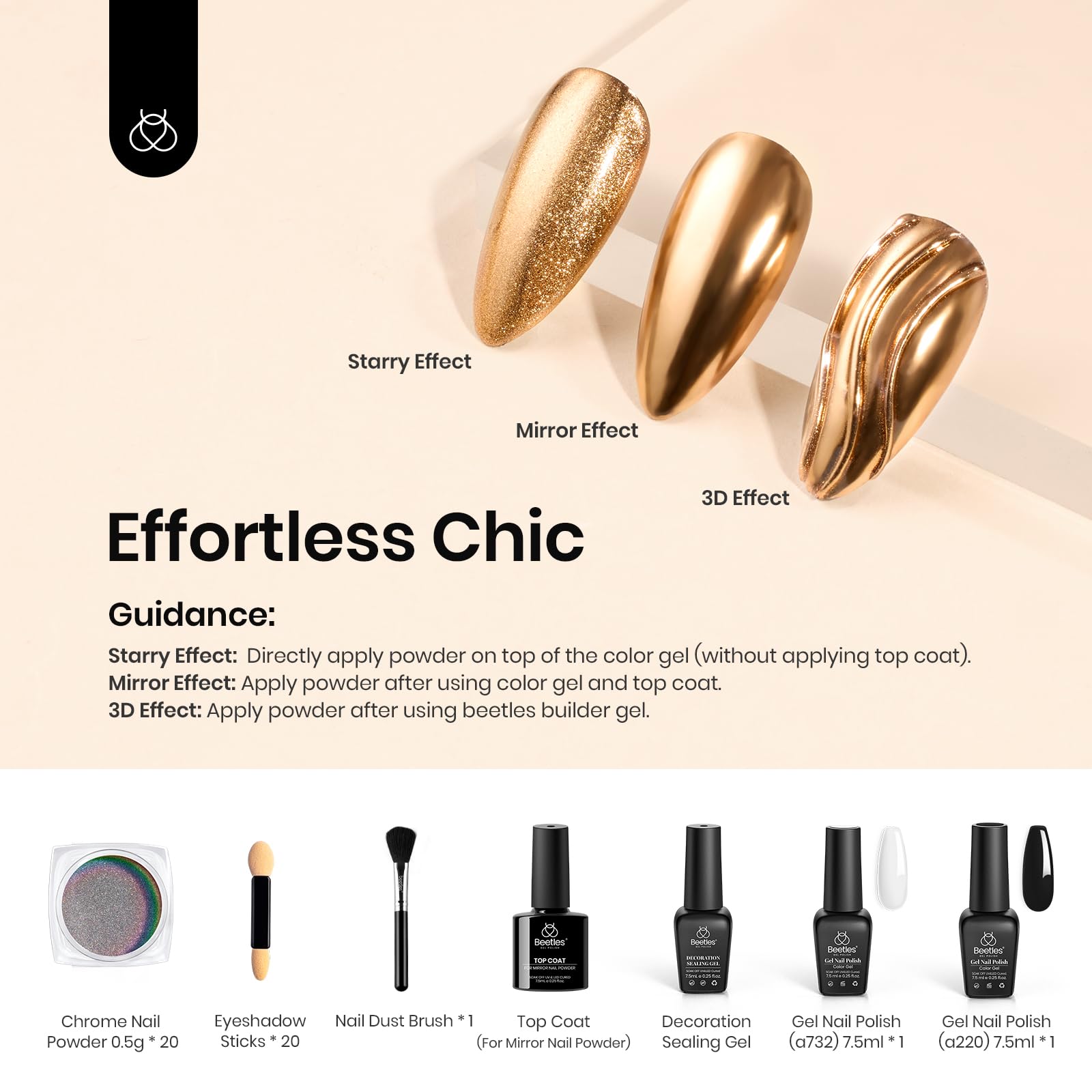 Beetles couche-superieure-brillante: finition durable et miroir sur les ongles.