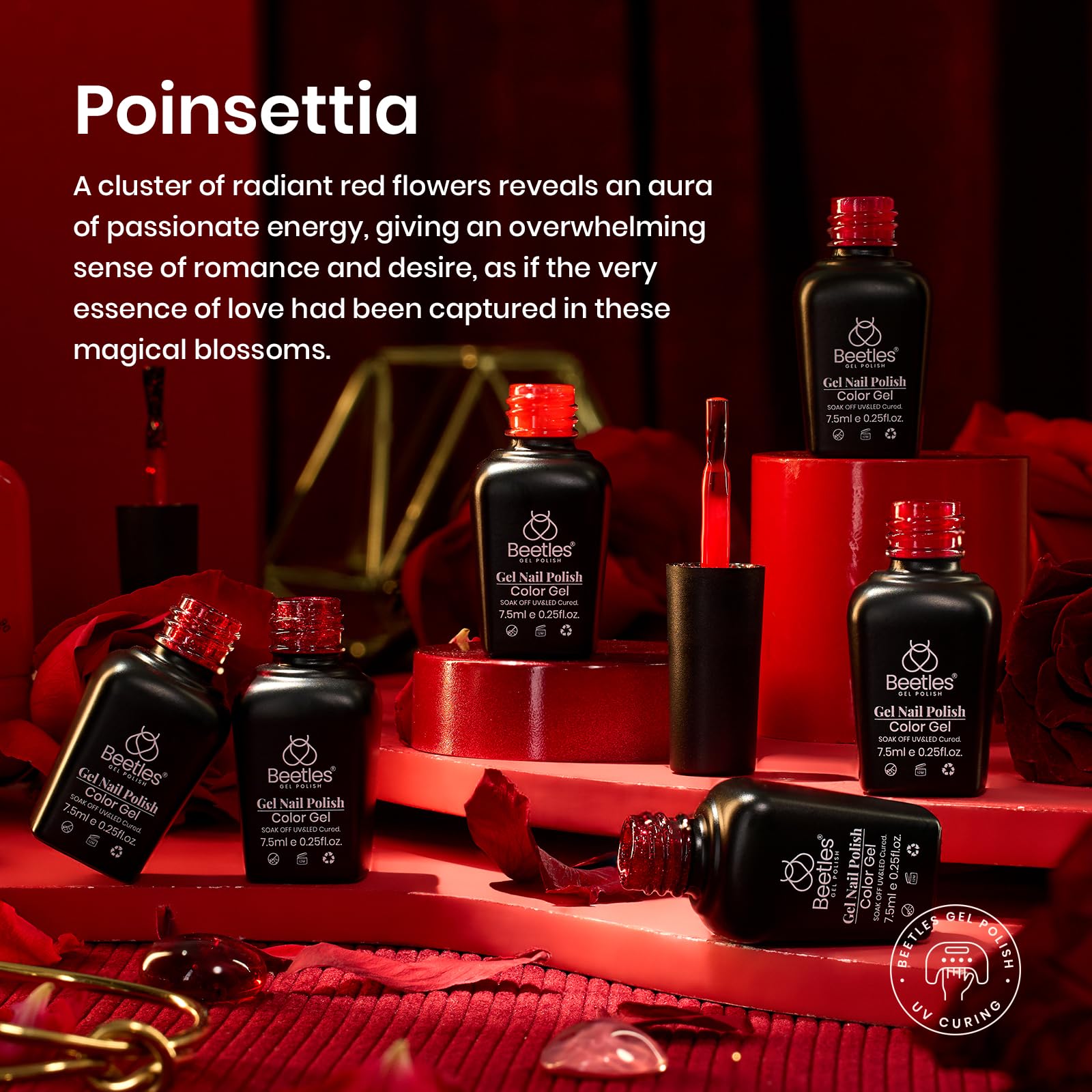 Palette rouge tendance Beetles pour 2024, composition polyvalente.
