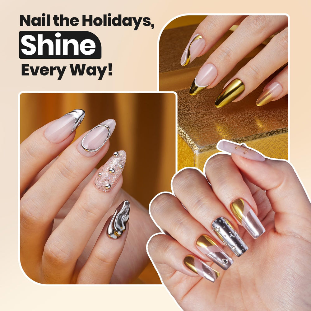 Beetles Dégradé Ongles Chromée : dégradé harmonieux pour un style élégant.