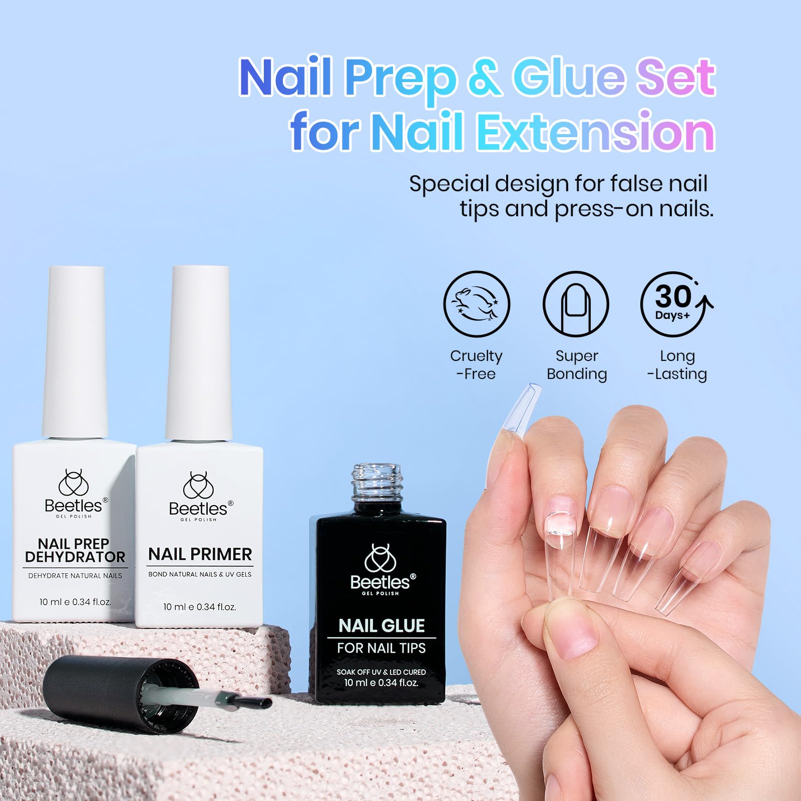 Beetles - kit déshydratant et primer pour ongles, préparation efficace.