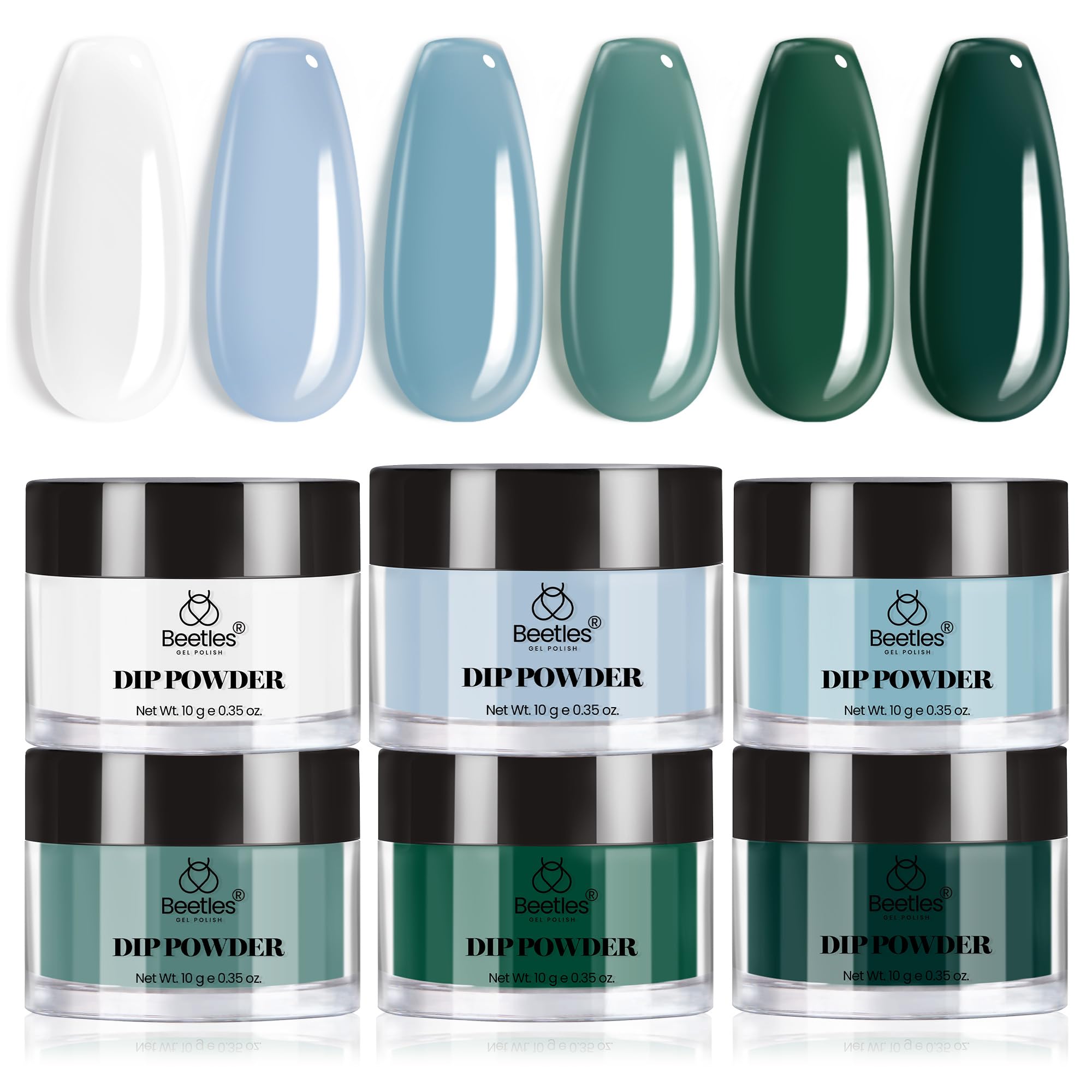Beetles Dip Powder ensemble 6 couleurs, kit prêt à commencer pour ongles élégants