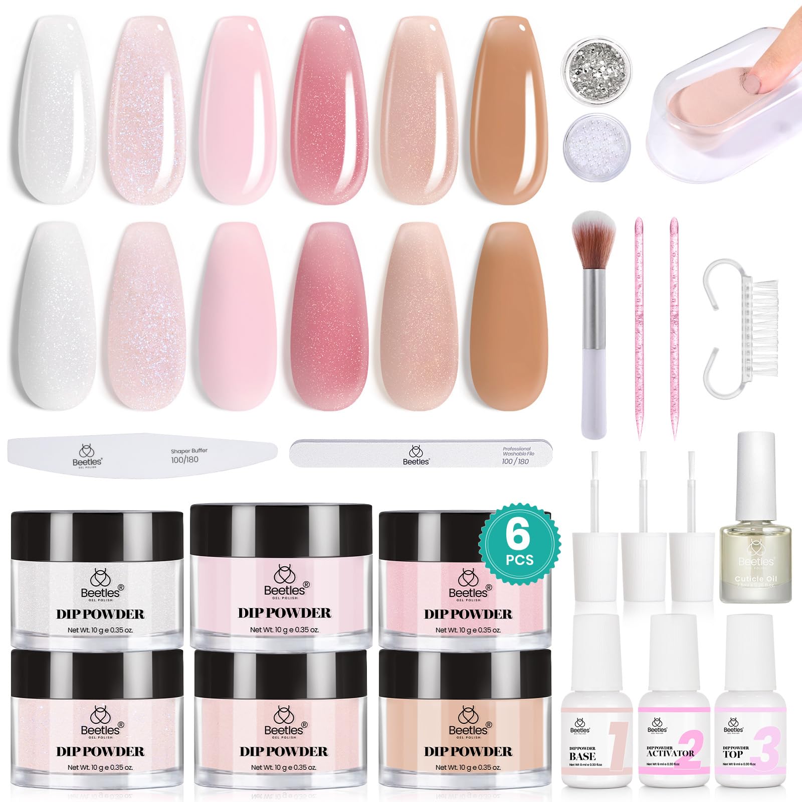 Beetles Dip Powder Kit 6 colors for versatile looks and long-lasting wear