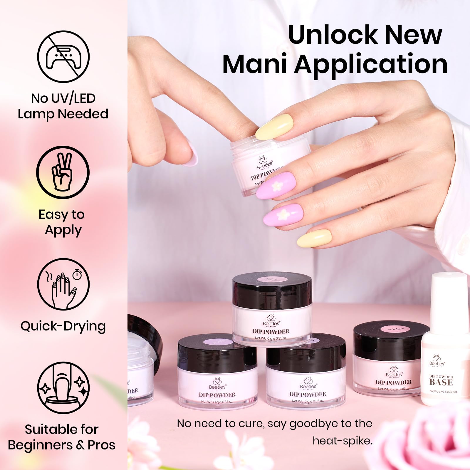 Beetles Dip Powder Nail Kit: application rapide sans UV pour tous types d’ongles.
