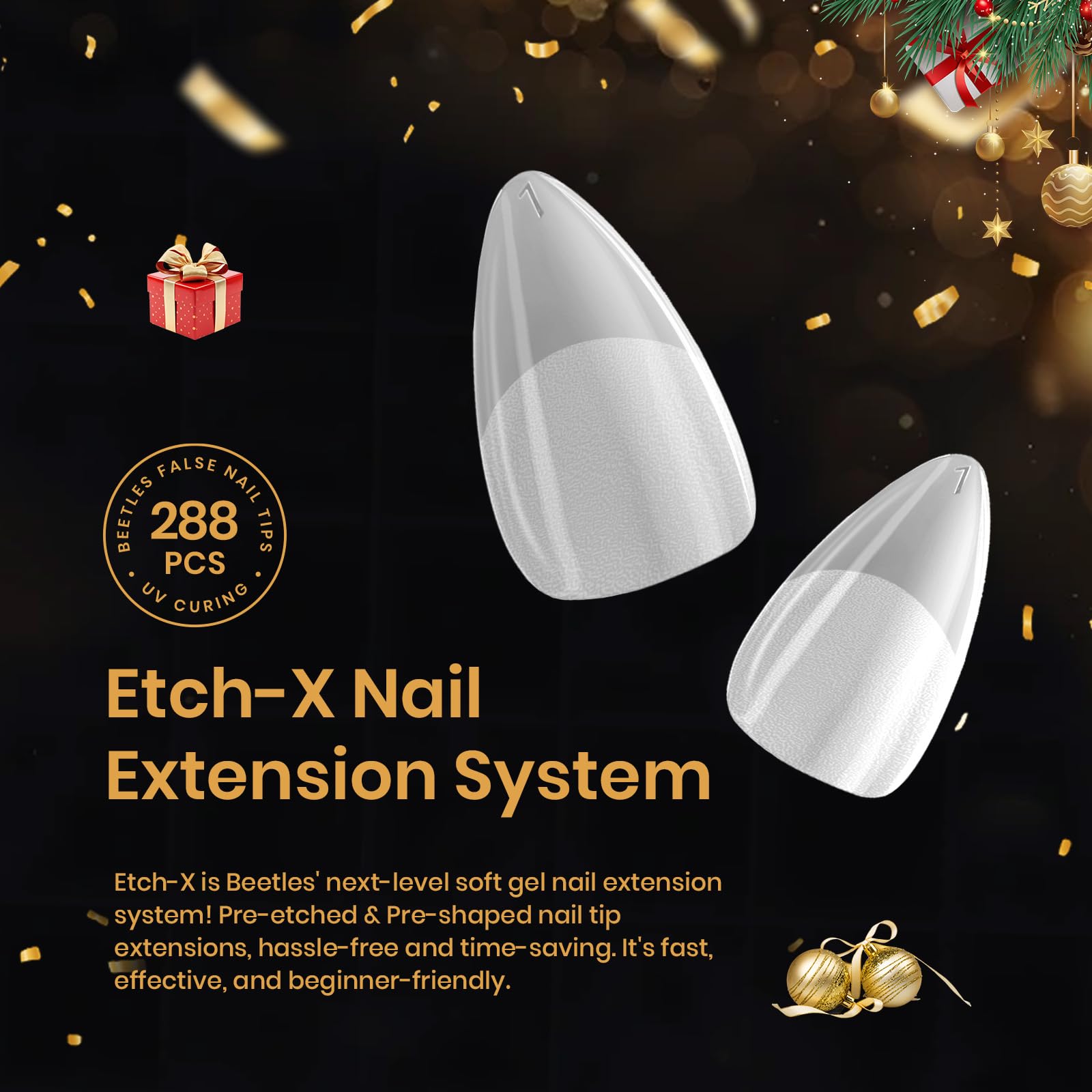 Beetles 12 tailles pour ongles amande – ajustement précis.