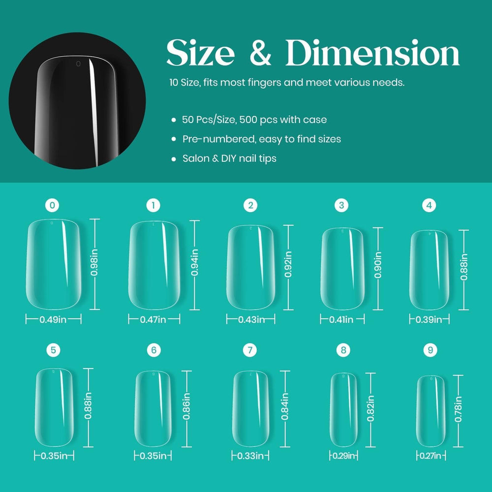 Beetles durete ongles carré moyen 500pcs résistance et tenue améliorée