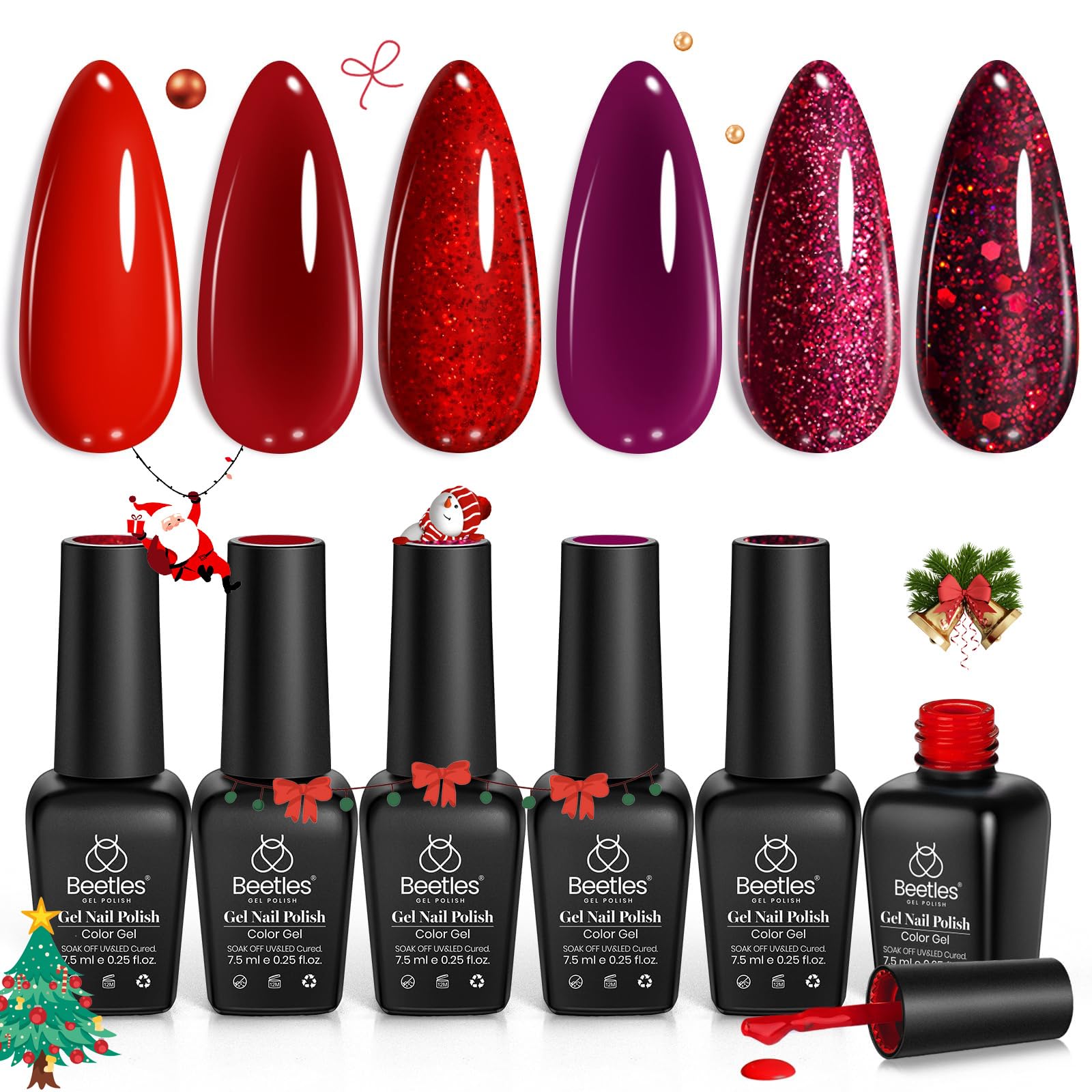 Emballage cadeau de Noël Beetles vernis gel Poinsettia