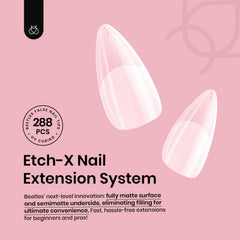Beetles embouts d’ongles gel moyen amande avec ligne centrale pour alignement précis.