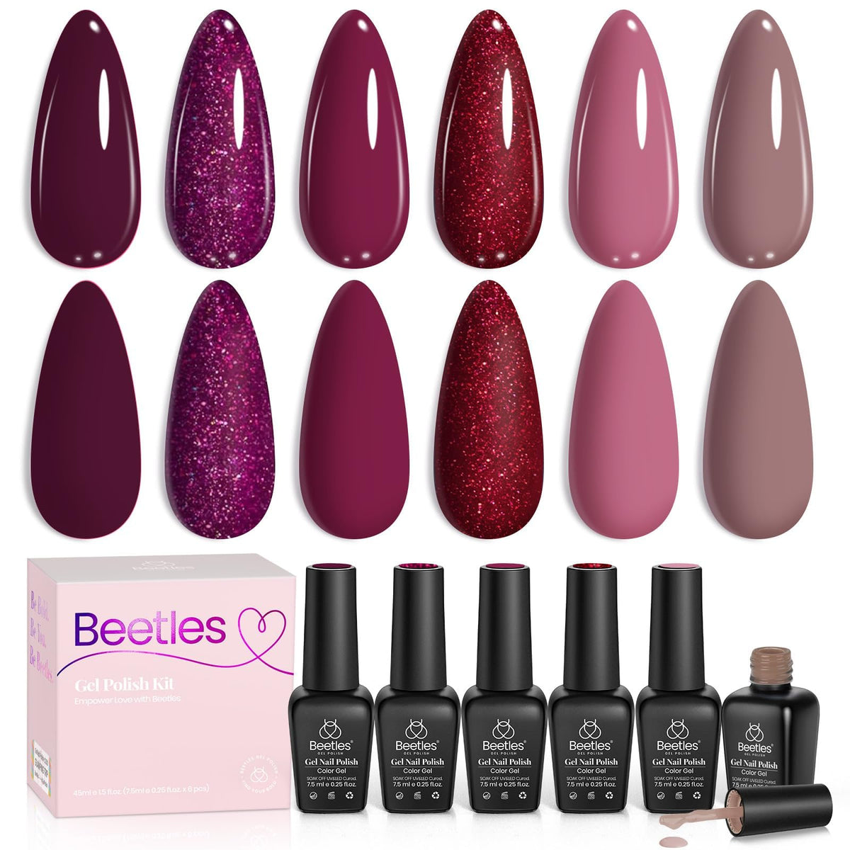 Beetles ensemble vernis gel bordeaux pour une manucure élégante et durable.