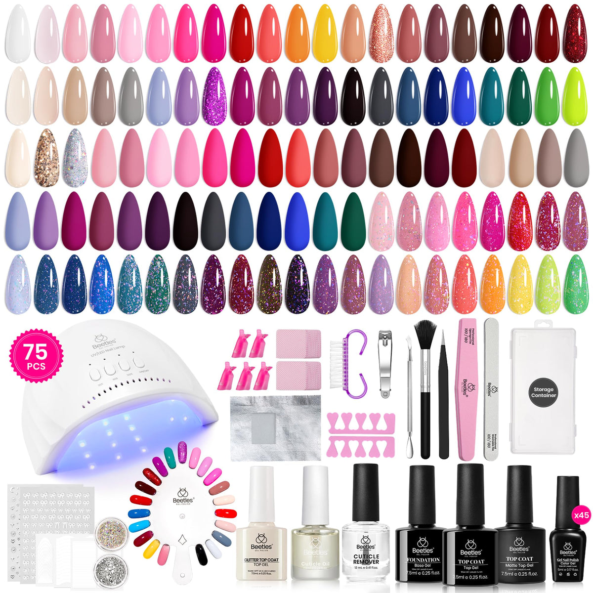 Beetles kit vernis gel avec lampe UV pour durcissement rapide.