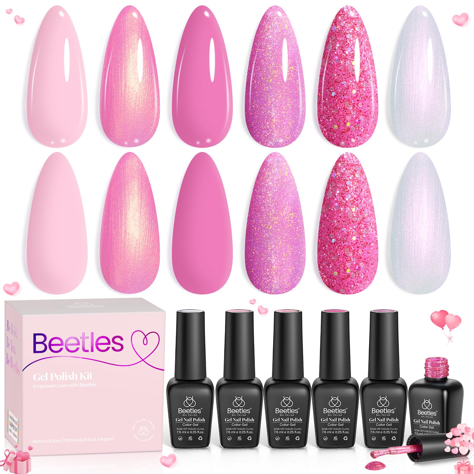 Beetles Gel Polish Rose Reverie: ensemble de 6 couleurs pour ongles éclatants à domicile