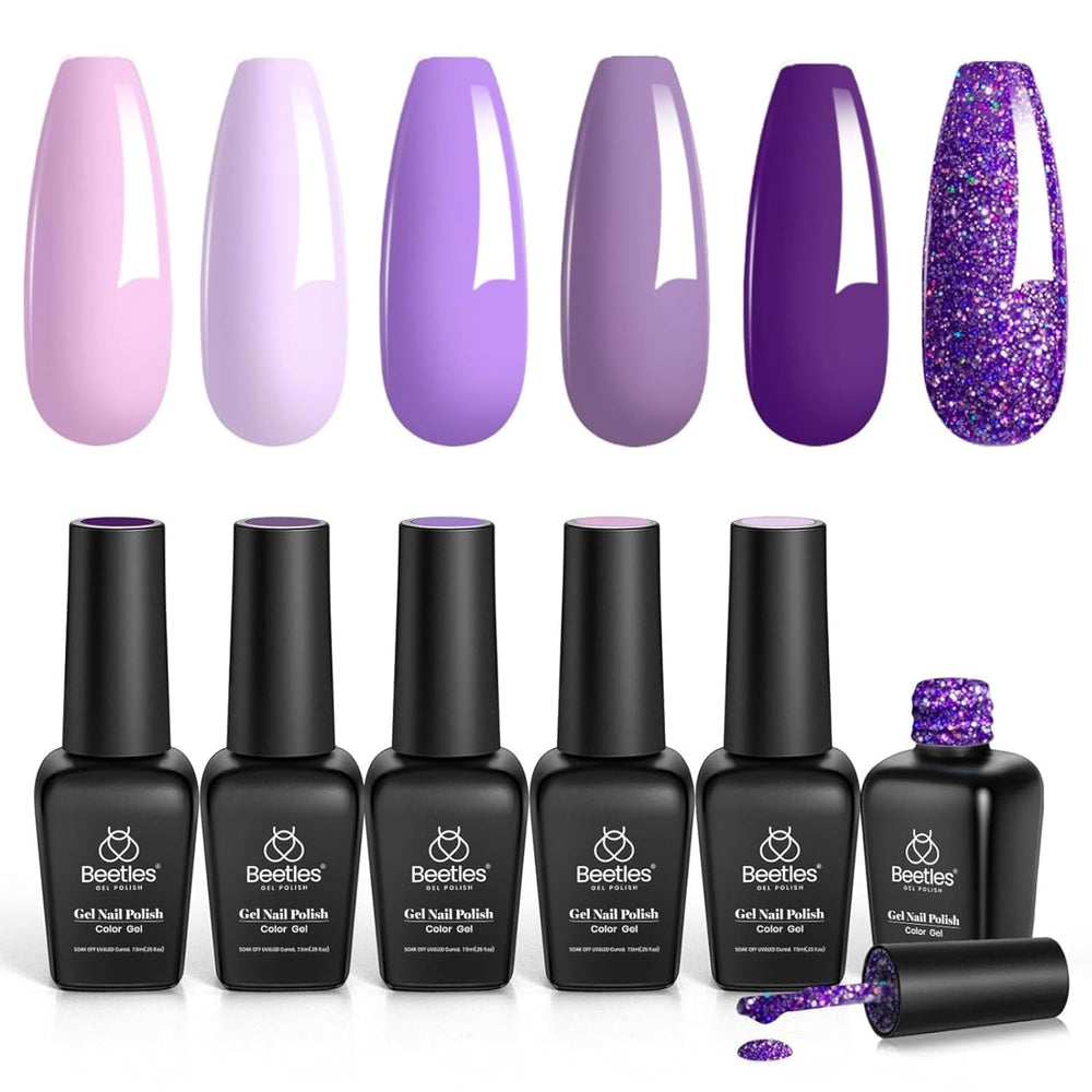 Beetles – ensemble vernis gel violet, démarrage rapide pour une manucure complète.