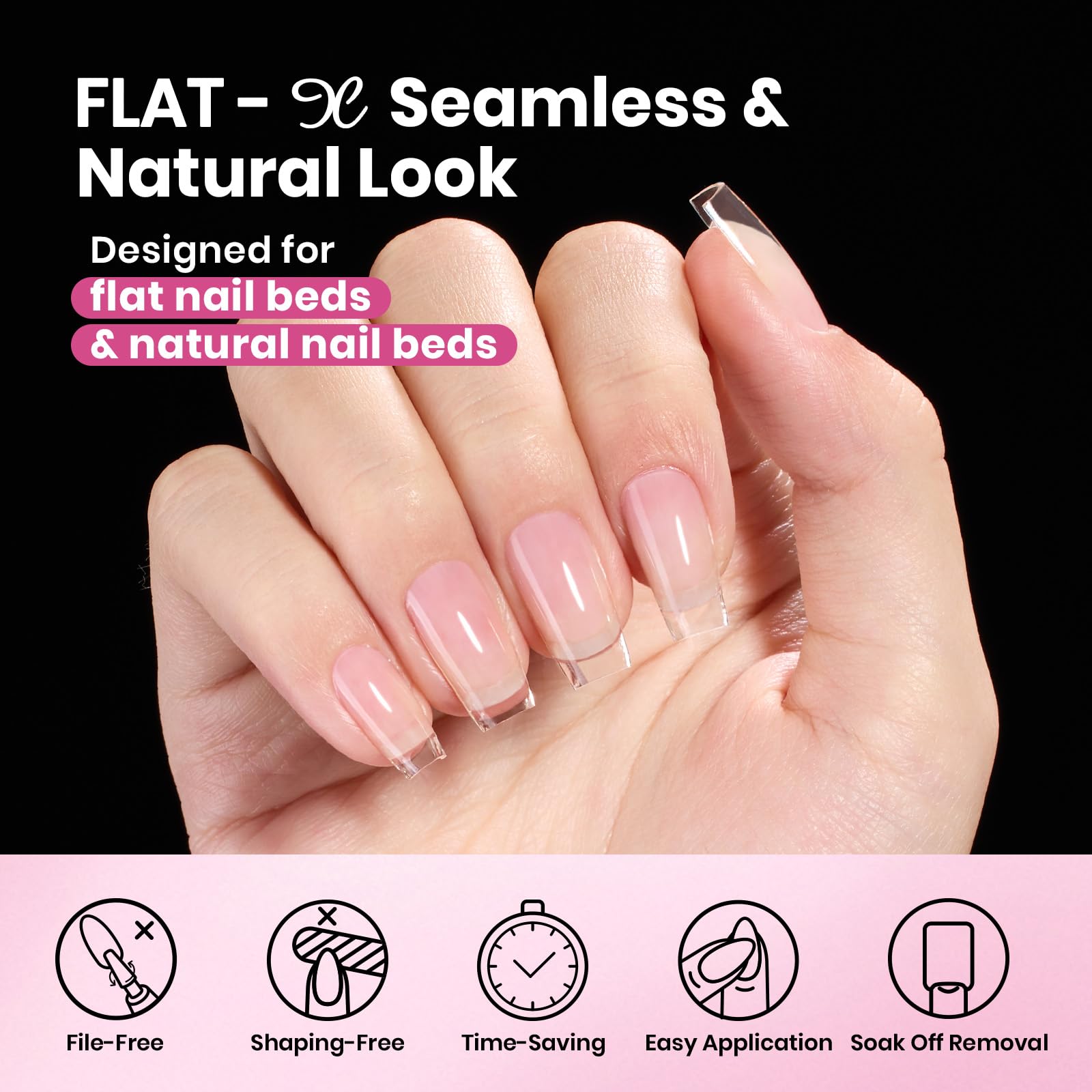 Beetles extensions ongles demi-mate pré-etch, application rapide et propre.