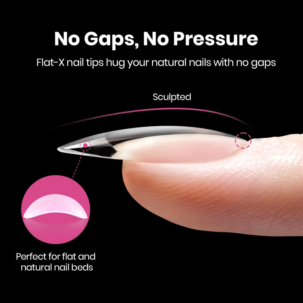 Beetles extensions ongles gel Flat-X amande moyen contours préfaits pour montage rapide.
