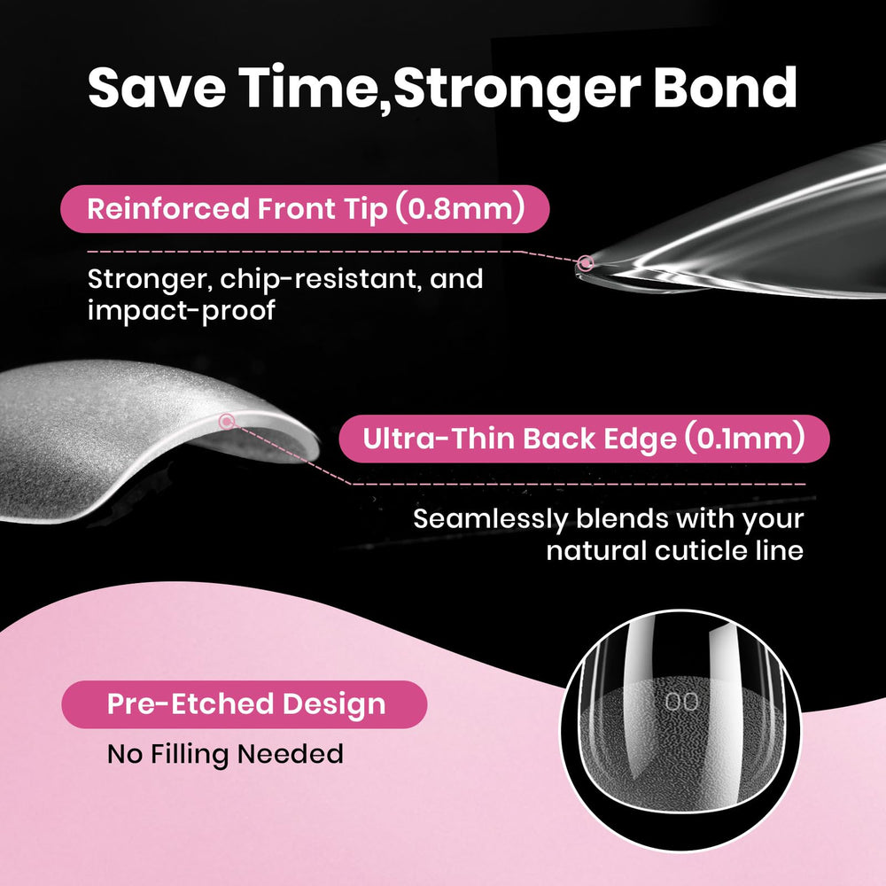 Beetles extensions ongles gel Flat-X amande moyen PMMA doux et léger.