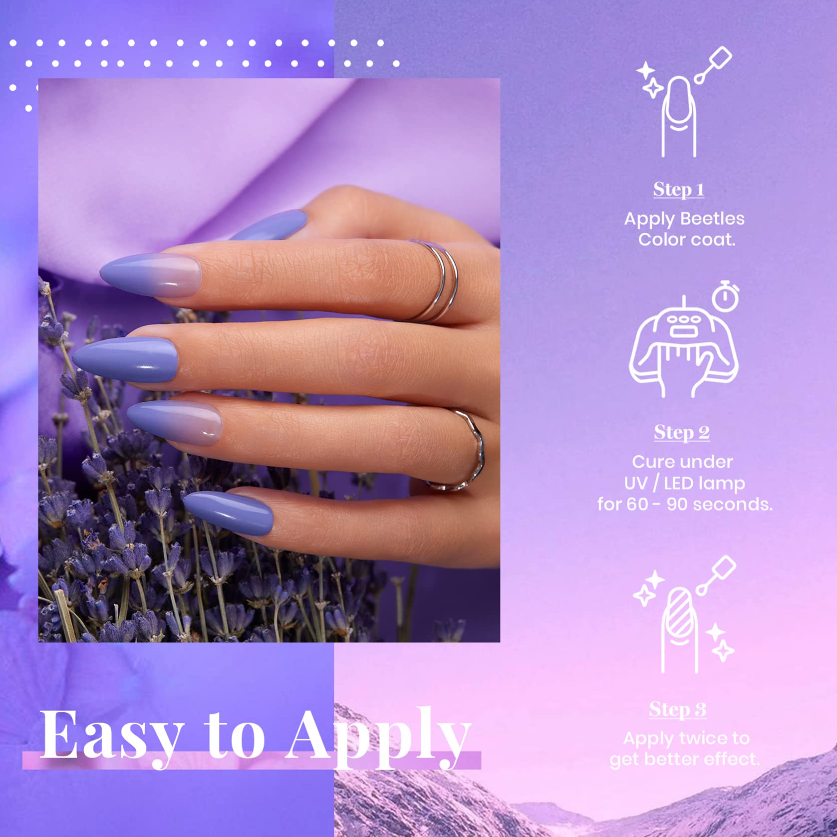 Finition brillante pervenche du Gel Polish Beetles pour une allure naturelle