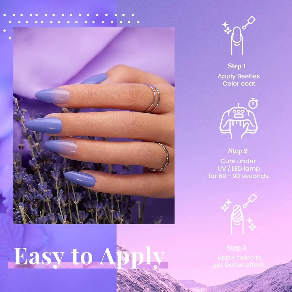 Finition brillante pervenche du Gel Polish Beetles pour une allure naturelle