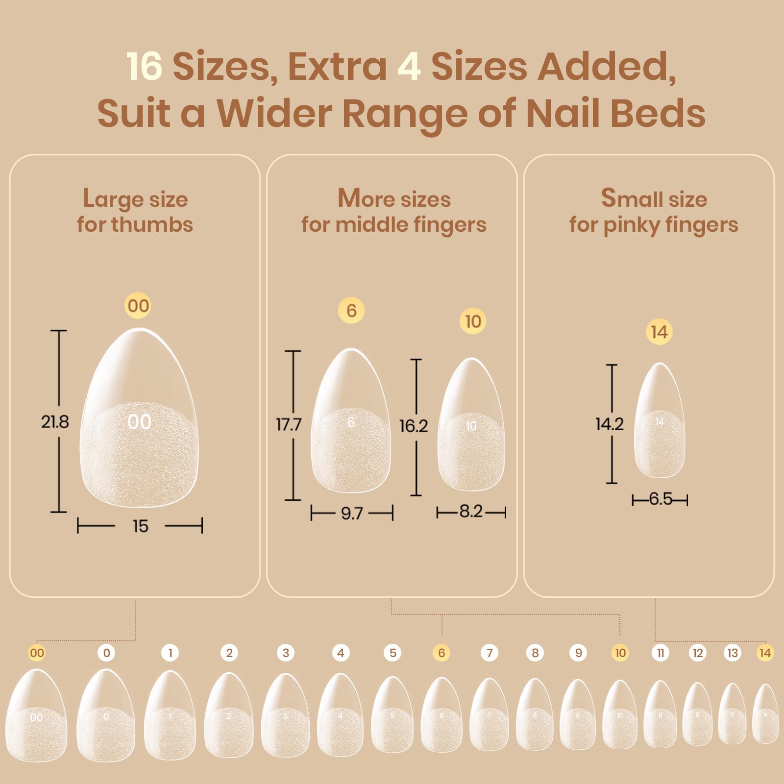 Beetles Flat-X avec 16 tailles pré-numérotées pour un ajustement précis.