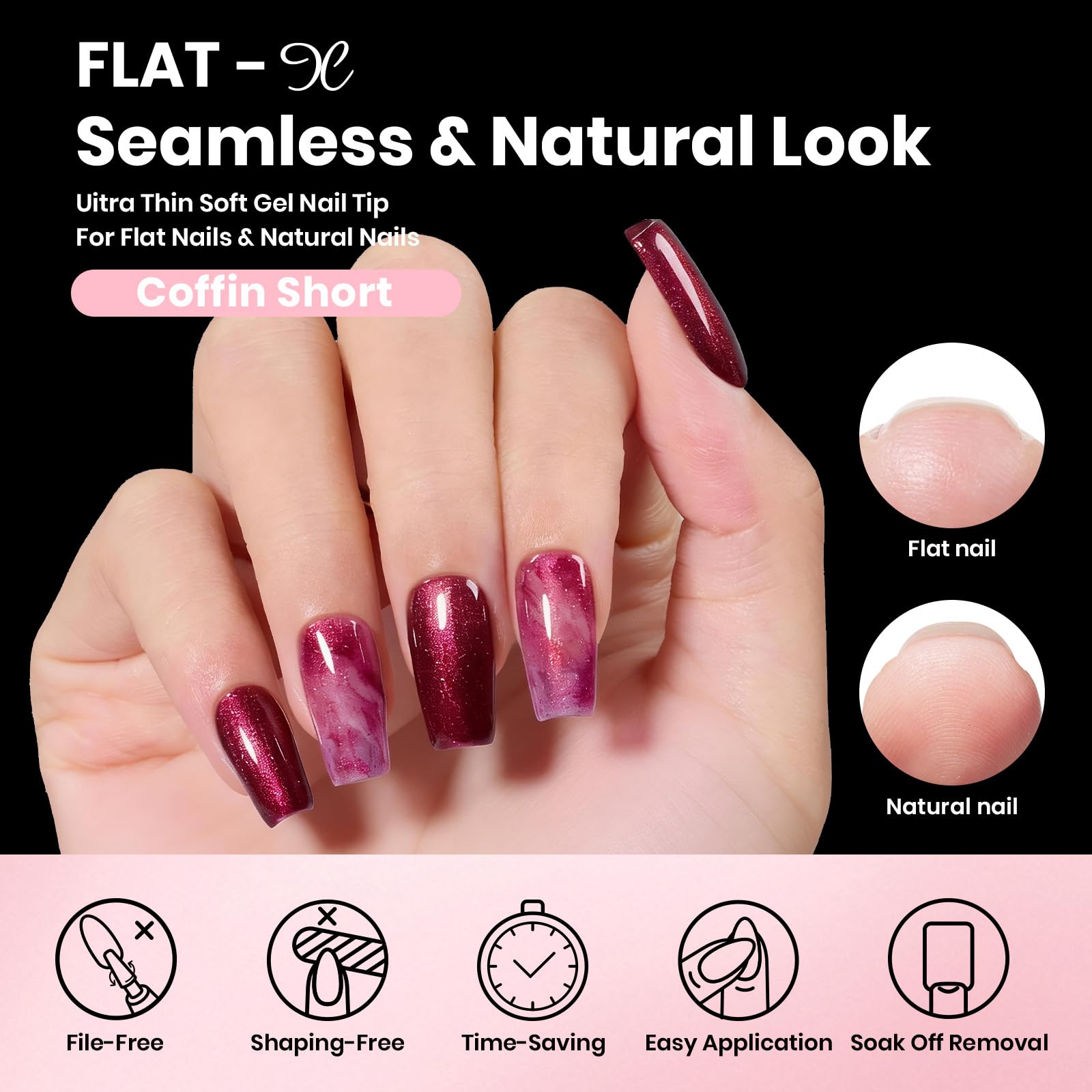 Beetles Flat-X base et top gel 7,5 ml, finition lisse et durable.