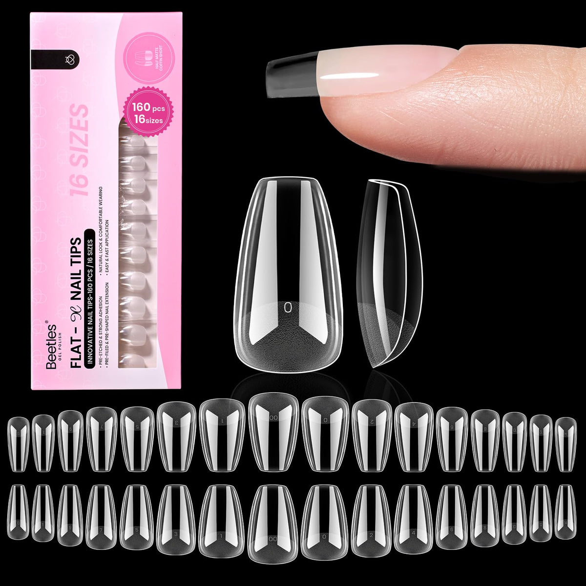 Beetles Flat-X Coffin Tip application: ajustement parfait sur ongles plats