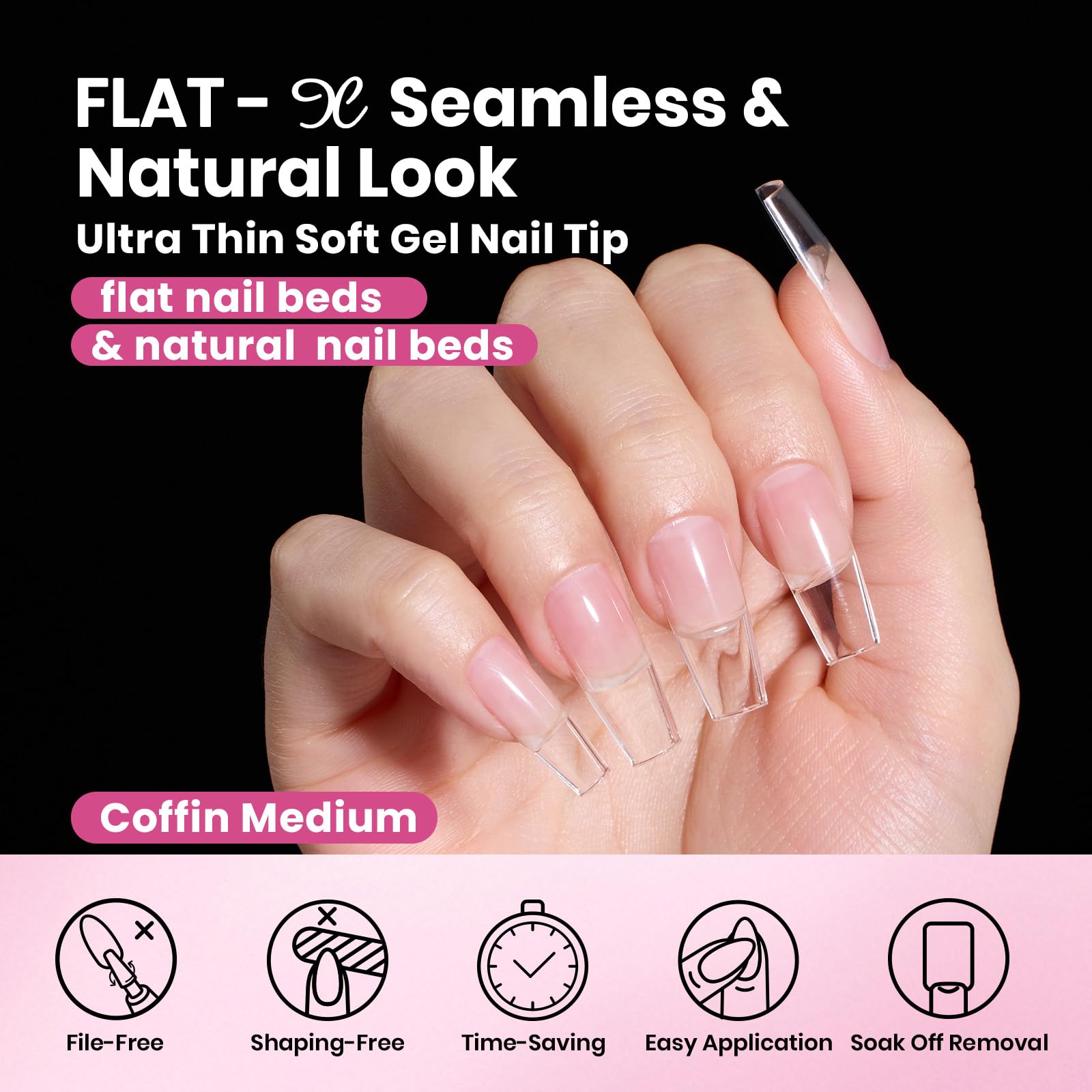 Beetles Flat-X extensions gel doux et plats pour une surface naturelle