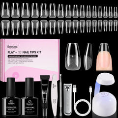 Beetles Flat-X forme cercueil court, extensions d’ongles faciles et ajustées sans décollement.