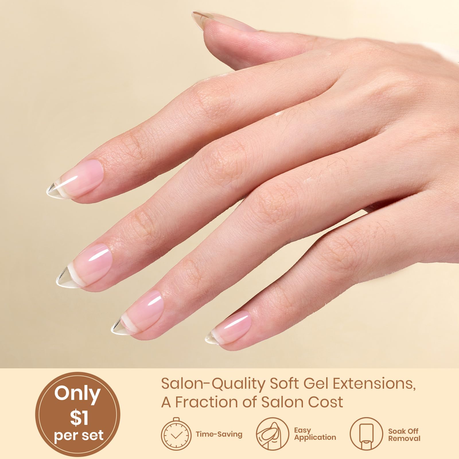Beetles Flat-X ongles naturels confortables et faciles à porter.