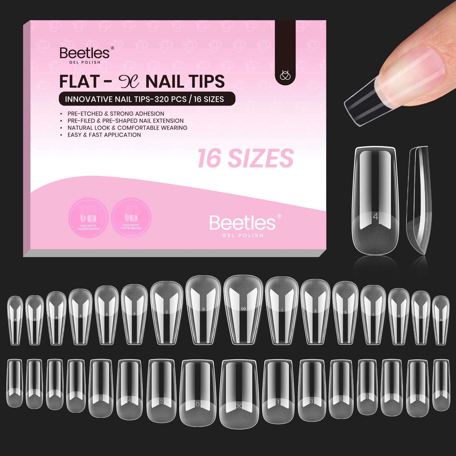 Beetles Flat-X TIPS : ensemble de 320 pièces pour diverses tailles.