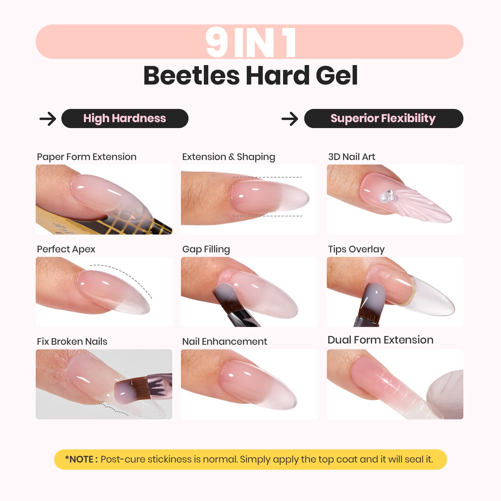Beetles formes d’ongles: 100 pièces pour préparation rapide.