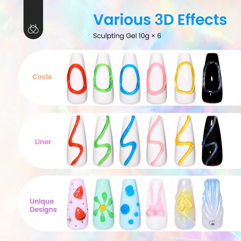Beetles Gel 3D Longue durée ongles, motifs tenus durablement