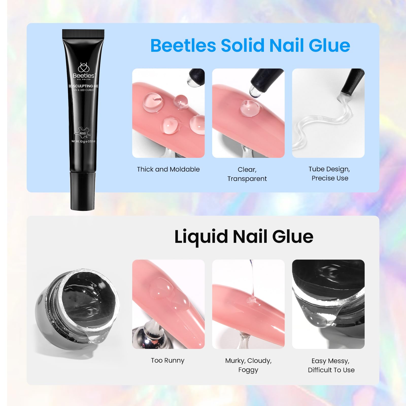 Beetles Gel 3D Utilisation Base et Vernis, préparation intuitive