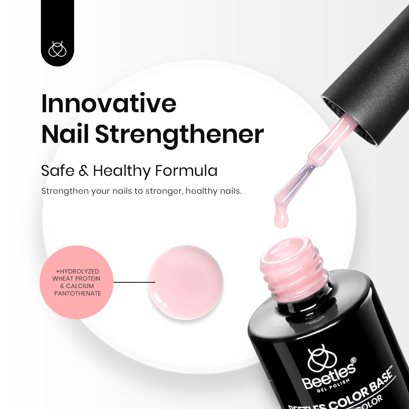 Beetles Gel Base Rose Nude, échantillon couleur nude pour une manucure française chic